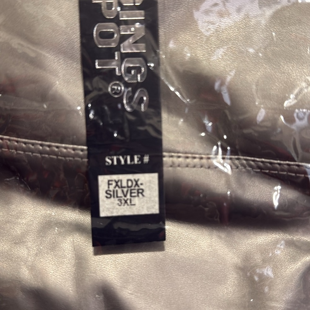 LEGGINGS DEPOT PU Leather Wide Waistband Leggings in Silver - Picture 5 of 5